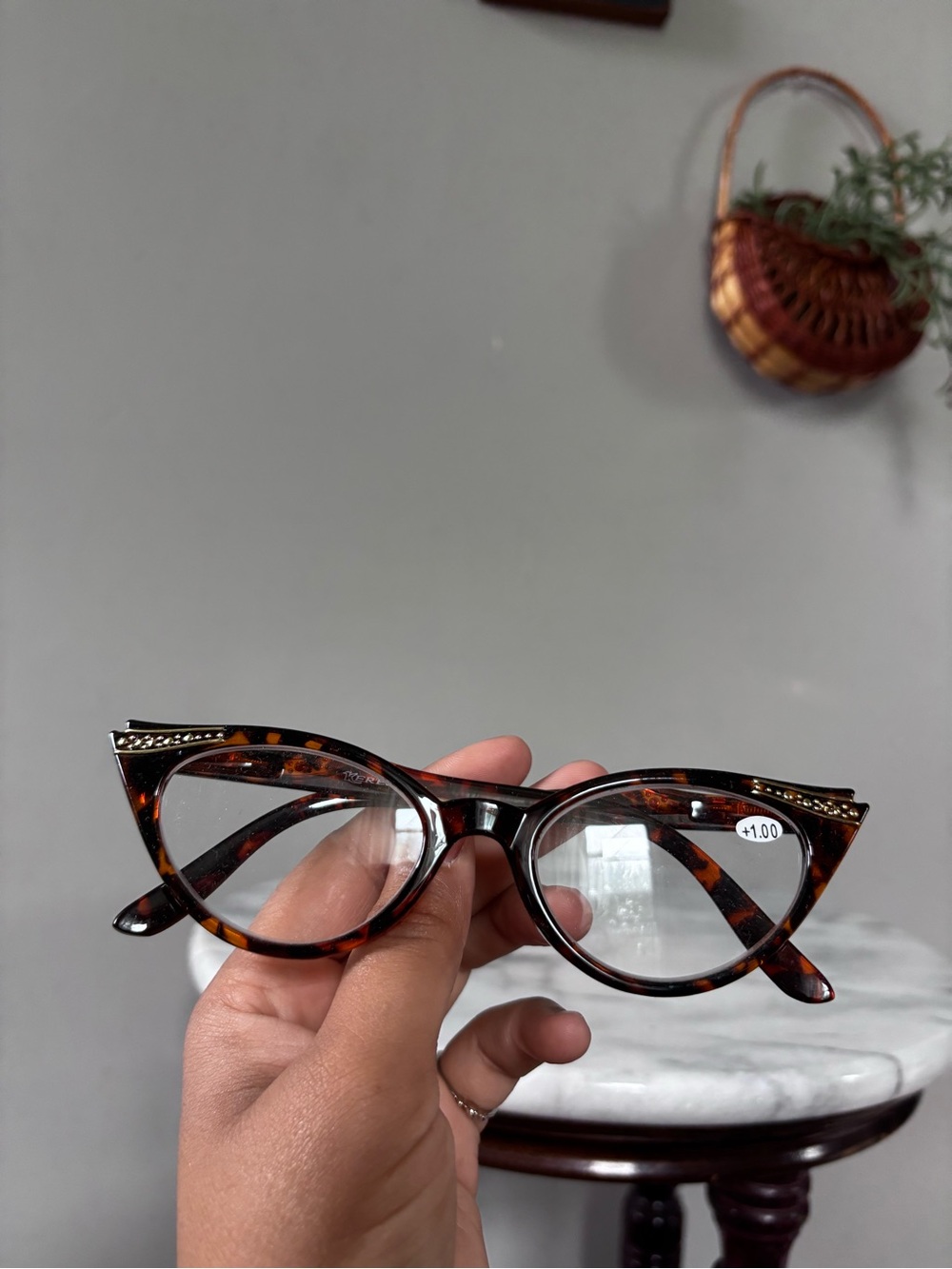 Tortoiseshell Cat Eye Glasses with Gold Accents